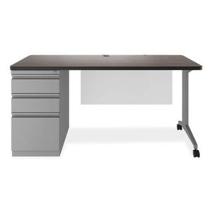 Alera 26116 Bureau à colonne de luxe série Modern Teacher, 60 po x 24 po x 28,75 po, côté gauche, avec rangement pour cartons/dossiers, couleur Charbon - Product Image 1