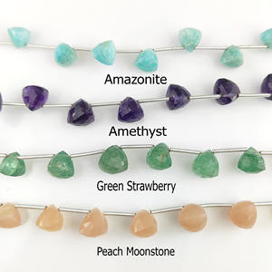 Cuentas de Piedra Lunar Chocolate de 7-8 mm, Forma Trillón, Corte Facetado, Hilo de Cuentas de Piedra Lunar para Fabricación de Joyería, 13-14 Cuentas en un Hilo de 8 Pulgadas - Product Image 4