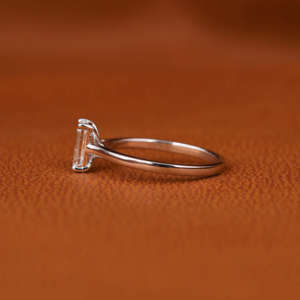 Luxurious Emerald Cut Lab Grown Diamond <b>Solitaire</b> Engagement <b>Ring</b> 18K Solid Gold Plated IGI Certified Women's Fine Gift <b>Ring</b> - Product Image 3