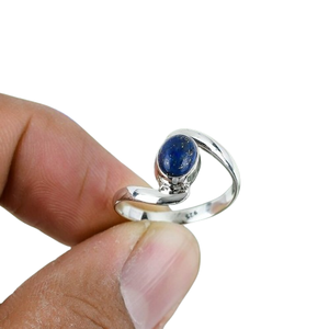 แฟชั่นหรูหราLapis Lazuli Solid 925 เงินสเตอร์ลิงอัญมณีธรรมชาติHandmadeแหวนเครื่องประดับเงินสเตอร์ลิง 925 ประทับตราแหวน - Product Image 1