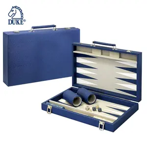 Custom Design Pebbled Leatherette Backgammon Suitcase set Chess with Dice and Checkers