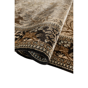 Tapis en soie noué à la main Gulmarg beige et marron, motif animalier, motif puzzle rectangulaire, hauteur de poils moelleux, pour la maison, modèle Pae-6447 - Product Image 2