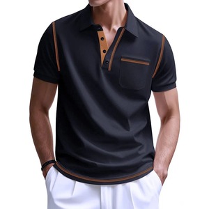 Camiseta de manga corta de poliéster/algodón de secado rápido con estampado de color sólido para hombre - Product Image 6