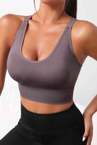 Soutien-gorge de sport résistant à l'eau taille haute avec logo personnalisé ensemble de fitness de couleur unie yoga vêtements de sport pour femmes teints - Product Image 2