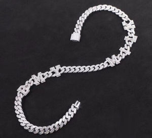 Chaîne cubaine en argent sterling 925 or blanc 14 carats 16mm pendentif pour hommes VVS1 Moissanite diamant 22 pouces excellents pendentifs à breloques - Product Image 2