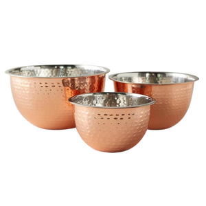 Ensemble de 3 bols à mélanger en acier inoxydable avec design martelé, tailles 21/23/25 cm, écologiques, usage commercial, style n Steel Brand - Product Image 2