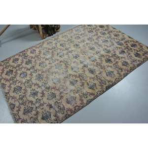 พรมตุรกีวินเทจคลาสสิกสีเบจสีดำ7.2ft 4.7 x ดีไซน์การเย็บปะติดปะต่อกันวัสดุโพลีเอสเตอร์ขนสัตว์สำหรับห้องนั่งเล่นห้องนอนสำหรับวัยรุ่น - Product Image 2