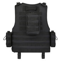 Gilet Tactique Multifonctionnel Porte-Plaques à Cadre Externe, Fermeture Éclair, Réglable, Respirant, Imperméable, Anti-Vol, pour Exercice Physique