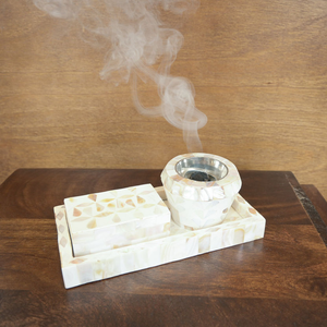 Quemador de incienso Bakhoor de perla madre auténtica, soporte de incienso de madera exquisito con tapón de anís estrellado para las tradiciones árabes de primavera - Product Image 6