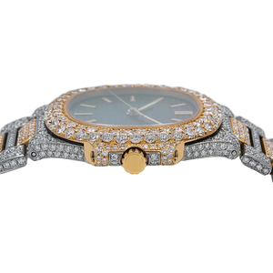 Round Shape Stainless Steel Two Tone VVS Quality Yellow Gold Trending Hip Hop Iced Out CVD Diamond Export Quality Manufacturer - Product Image 5