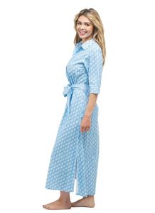 Última venta al por mayor hermoso y elegante estilo ucraniano bordado Midi vestido azul y blanco bordado vacaciones Casual Maxi vestido - Product Image 3