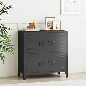 Mueble Auxiliar de Acero para Bar en Casa, Antracita, Estilo <span class=keywords><strong>Vintage</strong></span>, Armario de Almacenamiento, Oficina, Metal Negro, Diseño Industrial Moderno, Archivador - Product Image 3