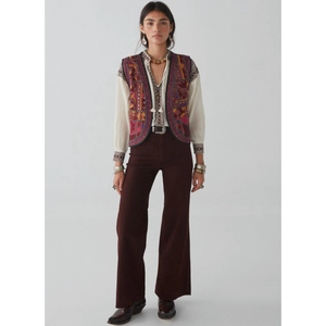Chaleco Vintage para Mujer Payal - Pushkar Grape, 100% Algodón Tejido, Bordado 3D, Estampado, Largo Regular, Prenda Exterior - Product Image 4