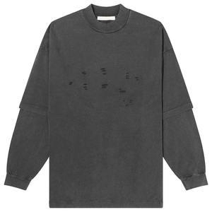 Fabricación personalizada de alta calidad logotipo personalizado doble capa manga larga Camiseta serigrafiado camisetas desgastadas - Product Image 2