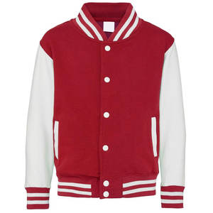 Vestes universitaires et vestes de baseball rouges de qualité supérieure, vestes universitaires brodées en polyester et coton mélangés - Product Image 1