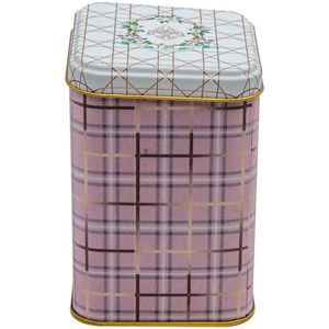 90x90x125mm Recyclable Carré Métal Fer Blanc Boîte Logo Embossé 1L Slip Lid Rosy Plaid pour Thé Paquet Artisanat Bois Plastique Papier - Product Image 1