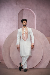 Kurta de diseñador jacquard Ivory Royal - Product Image 6