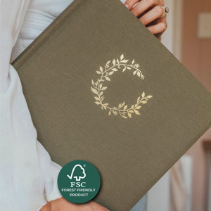 LABON grande Album di foto in lino verde oliva lamina d'oro con copertina rigida Memory Book personalizzato ricordo Scrapbook taccuino - Product Image 2