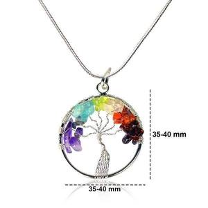 Fourniture directe d'usine de collier pendentif arbre de vie avec des pierres précieuses naturelles pour l'énergie spirituelle et l'approvisionnement en gros - Product Image 3