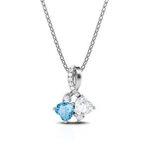 Jeulia Heart to Heart Two Stone Heart Cut Sterling Silver Necklace - Product Image 1