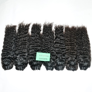 En gros Vierge Cuticule Aligné Brut Pas Cher Indien Naturel Noir Couleur Bundles Bouclés Temple Extensions de Cheveux Humains - Product Image 3