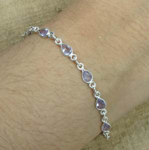 Bracelet en améthyste, argent 925, réglable, pierre précieuse, pierre de naissance de février, fait à la main, élégant, cadeau unique pour femmes - Product Image 6