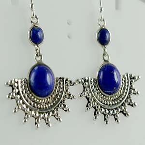 Pendientes Artesanales de Plata de Ley 925 con Lapislázuli, Gema Azul Natural, Estilo Boho, Joyería de Piedra de Nacimiento de Septiembre para Amantes de los Cristales - Product Image 4