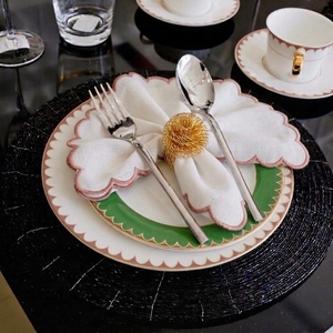 Plush Premium Cotton Table Napkin With Scallop <b>Edge</b> For Wedding Party Dining - Product Image 4