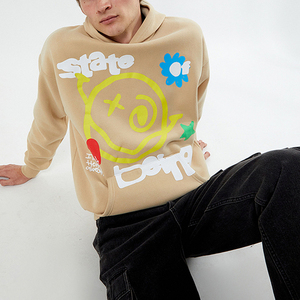 Custom Puff Printed Hoodies 100% Cotton Unisex <b>Thick</b> <b>Fleece</b> Pullover Puff Printing Hoodies For Sale - Product Image 1