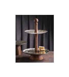 NOUVELLE TENDANCE PLATEAU DE SERVICE BOIS AVEC MÉTAL ARTISANAT DATE DE SERVICE HALWA CAKE EID RAMADAN CADEAU VAISSELLE PLATS DE SERVICE BOL DE SERVICE - Product Image 2