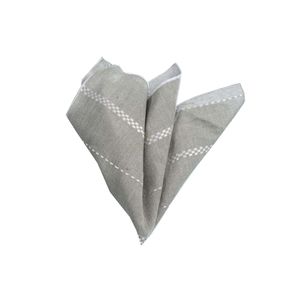 Green Linen <b>Top</b> with White Checkered Stripe Pattern Neck <b>Handkerchief</b> and Pocket-Fashionable Clothing Accessory - Product Image 1