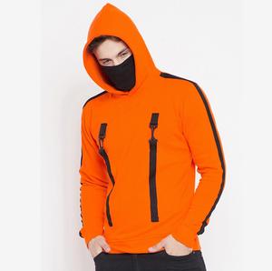 Custom Logo Embroidered Double Hood Ninja Double Layer Pullover Plus Size Heavy Pullover Balaclava Hoodie <b>Mens</b> Hoodie Breathable - Product Image 1