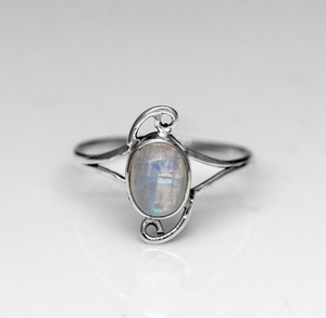 Anillo de piedras preciosas de cabujón ovalado de piedra lunar de Plata de Ley 925, piedra preciosa Natural genuina para joyería elegante - Product Image 1