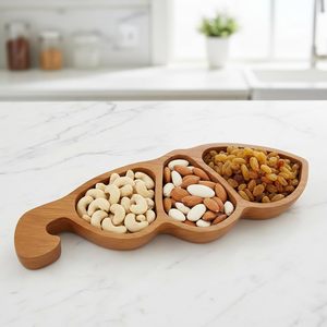 Wooden Pea Shaped Serving Tray Handcrafted Natural Polished Wood Durable Portable <b>Platter</b> Eco Friendly Durable Available Usage - Product Image 5