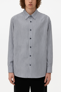 Camisa de Hombre de Manga Larga a Rayas con Botones |   Camisa Casual de Algodón de Corte Holgado |   Fabricante OEM/ODM - Product Image 6