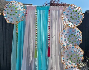 Ombrelle élégante en mousse artificielle pour toile de fond de mariage indien Haldi Mehendi Sangeet Cordes décoratives Décoration de plafond 24 - Product Image 4