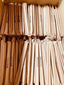 Natural Bamboo <b>Straw</b> Reusable Drinking <b>Straws</b> With <b>Cleaning</b> <b>Brush</b> and White Storage Bag <b>for</b> Party Bar Drinks Cocktail, Sharp - Product Image 2