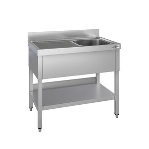 Fregadero Comercial de Acero Inoxidable ECO - 1200x600mm - con un Solo Tazón a la Derecha - con Estante Inferior - con Soporte Superior - Product Image 1