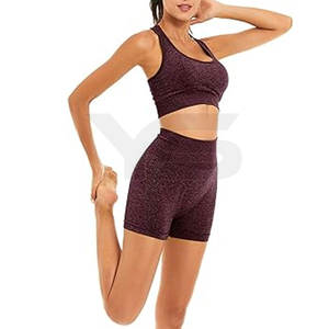 High Quality Cotton Summer Workout Gym Fitness <b>Bra</b> <b>and</b> <b>Shorts</b> <b>Set</b> Custom Yoga Wear for Plus Sizes Seamless <b>and</b> Soft - Product Image 5