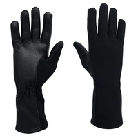 Gants de pilote tactiques ignifuges Nomex en gros avec poignets longs, gants de course en cuir antidérapants à doigts complets