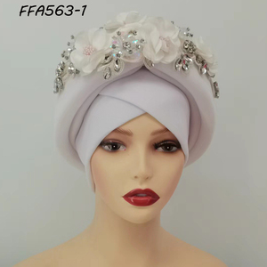 Turbantes Musulmanes con Pedrería, Pañuelo para la Cabeza a Rayas, Moda Aso Oke, para Negocios, Fiestas, Playa, Mujeres Africanas, Casual, Poliéster - Product Image 5