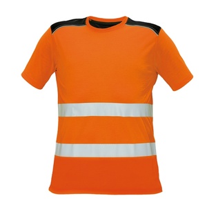 High Visibility Safety T-shirt Reflective Fluorescent Yellow Orange Custom Logo Short Sleeve T-shirt - Product Image 1