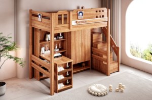 Lit superposé en acajou de luxe, mobilier moderne pour chambre à coucher - Product Image 3