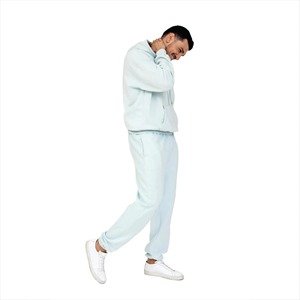 Chándal de peso pesado transpirable personalizado para hombre, y cremallera completa Sudadera con capucha, pantalones apilados con bolsillo de carga, sudadera de invierno con patrón sólido - Product Image 6