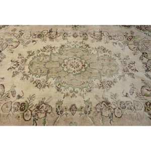 พรมขน5x9ft ตุรกีวินเทจปะต่อสี่เหลี่ยมผืนผ้าผืนใหญ่สีเบจสีน้ำตาลสไตล์คลาสสิกผ้ายางสำรองสำหรับห้องวัยรุ่น - Product Image 5