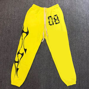 Pantalones de chándal acampanados con lavado ácido para hombre al por mayor personalizados, ropa de calle de lona ligera, pantalones para correr con estampado abullonado apilados lavados con ácido - Product Image 6