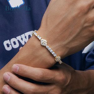 8mm 18K <b>White</b> <b>Gold</b> 925 Sterling Silver VVS Moissanite Diamond Iced Oval Cut Flower Tennis <b>Bracelet</b> for <b>Men</b> - Product Image 1