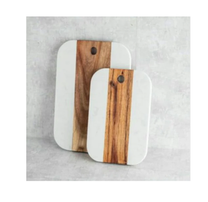 Tabla de cortar de madera de acacia y mármol personalizada, 2 piezas, diferentes tamaños para uso en utensilios de cocina, tabla de quesos - Product Image 1