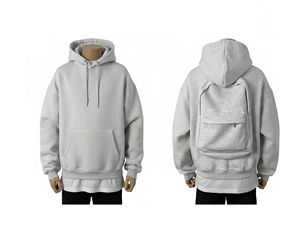 Sweat à capuche en polaire d'hiver pour homme personnalisé, design de sac à dos, uni, teinture unie, polyester/coton, pull-over, écologique, respirant, fabrication rapide OEM - Product Image 5