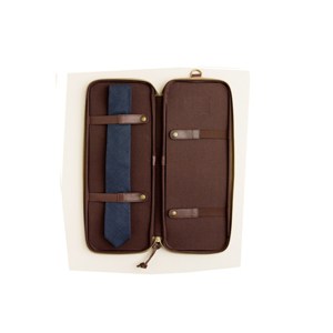 New Premium Real Leather Travel <b>Tie</b> Case Professional Zip Pocket for Tee <b>Clips</b> - Product Image 1